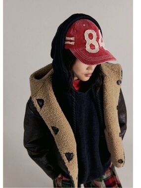 🆕FREE PEOPLE RED & CREAM HOLLIE VARSITY BASEBALL HAT